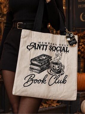 The Haunted Book Club Anti Social Book Club Halloween Tote Bag
